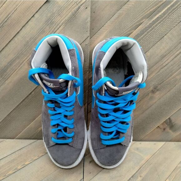 Nike Blazer Mid Premium Vintage Suede Casual Sneakers Womens‎ Size 7 Grey Blue - Picture 7 of 9